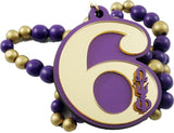 Omega Psi Phi Wood Color Bead Tiki Line #6 Medallion [Purple/Gold]