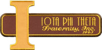 Iota Phi Theta Letter Retro Iron-On Patch [Brown]