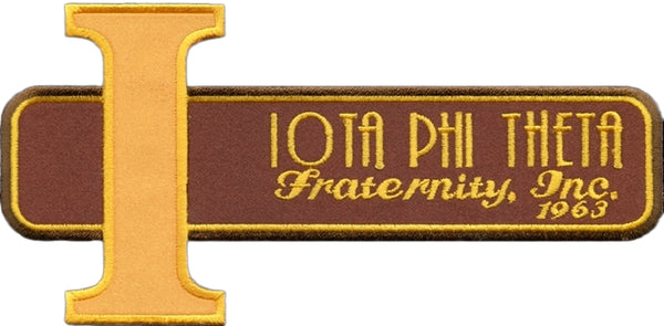 Iota Phi Theta Letter Retro Iron-On Patch [Brown]