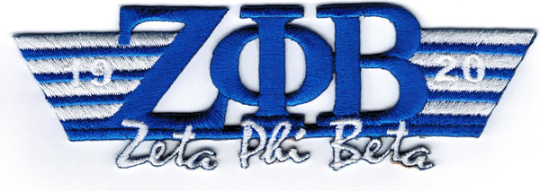 Zeta Phi Beta 2-Tone 3-N-1 Wing Design Iron-On Patch [Blue]