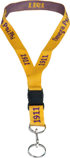 Omega Psi Phi Classic Woven Embroidered Lanyard [Old Gold]