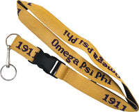 Omega Psi Phi Classic Woven Embroidered Lanyard [Old Gold]
