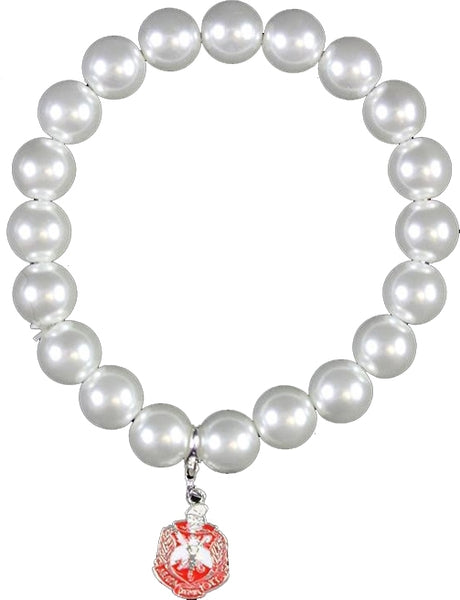 Delta Sigma Theta Crest Pearl Bracelet [White]