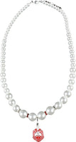 Delta Sigma Theta Crest Pearl Necklace [White]