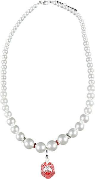 Delta Sigma Theta Crest Pearl Necklace [White]