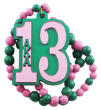 Alpha Kappa Alpha Wood Color Bead Tiki Line #13 Medallion [Pink/Green]