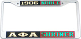 Alpha Phi Alpha + Shriner Noble Split License Plate Frame [Black/Green/Red/Green - Car or Truck - Decal Visible Frame]
