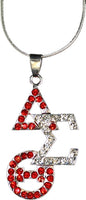 Delta Sigma Theta Overlap Letters Pendant with Necklace [Silver - 1.75"T]
