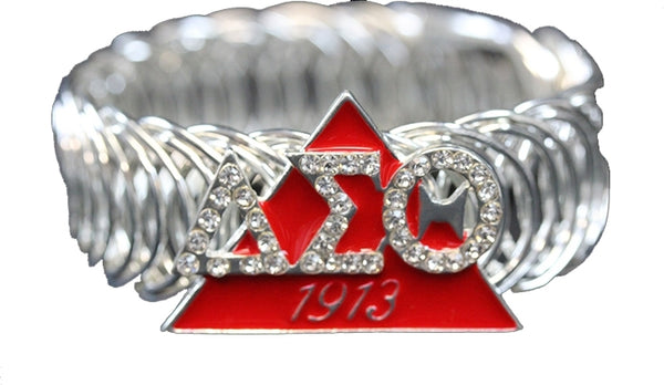 Delta Sigma Theta Triangle Crystal Stretchy Bracelet [Silver]
