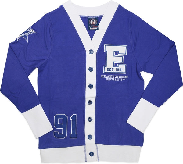 Big Boy Elizabeth City State Vikings S5 Light Weight Ladies Cardigan [Royal Blue]