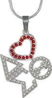 Delta Sigma Theta Ladies Crystal Heart Necklace [Silver - 1"]