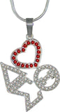 Delta Sigma Theta Ladies Crystal Heart Necklace [Silver - 1"]
