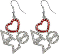 Delta Sigma Theta Crystal Heart Earrings [Silver]