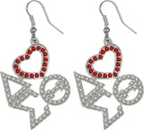 Delta Sigma Theta Crystal Heart Earrings [Silver]