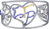 Sigma Gamma Rho Color Crystal Filigree Heart Bangle Bracelet [Silver]