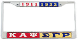Kappa Alpha Psi + Sigma Gamma Rho Split Founder Year License Plate Frame [Red/Gold]