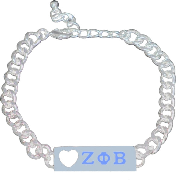 Zeta Phi Beta ID Heart Bracelet [Silver]