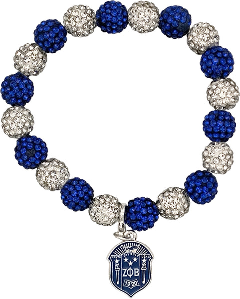 Zeta Phi Beta Crest Stone Bead Bracelet [Silver]