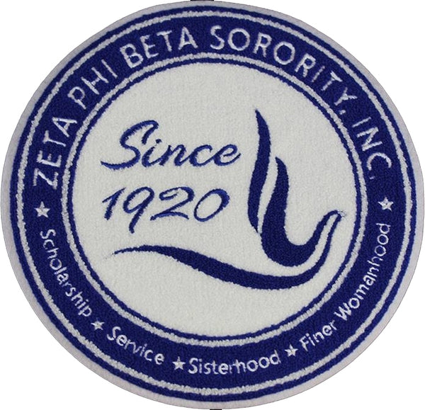 Zeta Phi Beta Dove Crest Chenille Emblem Sew-On Patch [White]