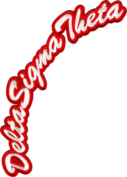 Delta Sigma Theta Script Large Tackle Twill Rocker Iron-On Patch [White]