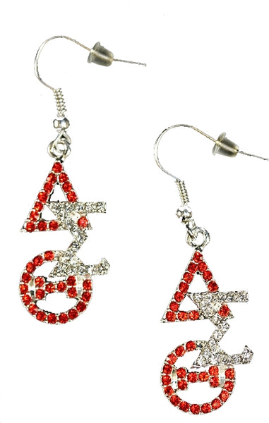 Delta Sigma Theta Crystal Overlap Letters Earrings [Silver]
