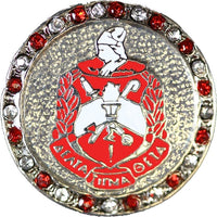 Delta Sigma Theta Crest Crystal Single Snap Button [Silver]