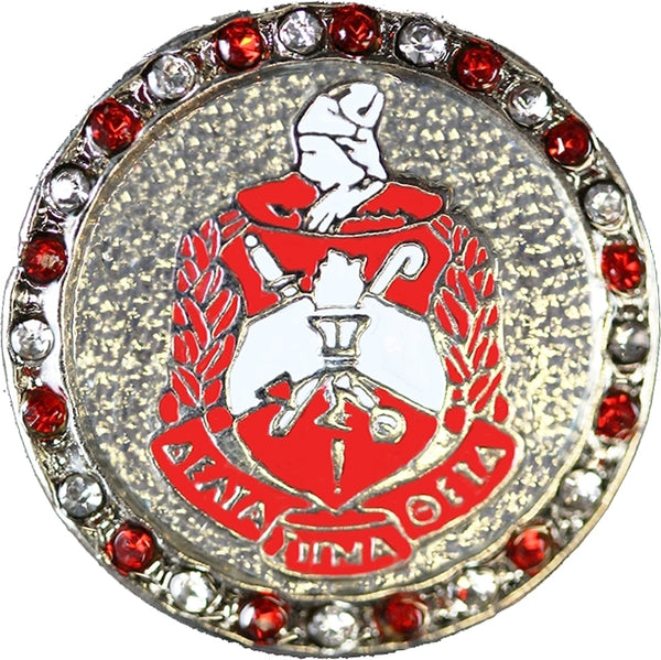 Delta Sigma Theta Crest Crystal Single Snap Button [Silver]