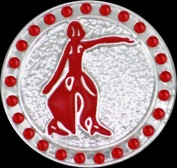 Delta Sigma Theta Lady Fortitude Crystal Single Snap Button [Silver]
