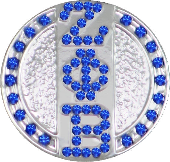 Zeta Phi Beta 3 Letter Crystal Single Snap Button [Silver]