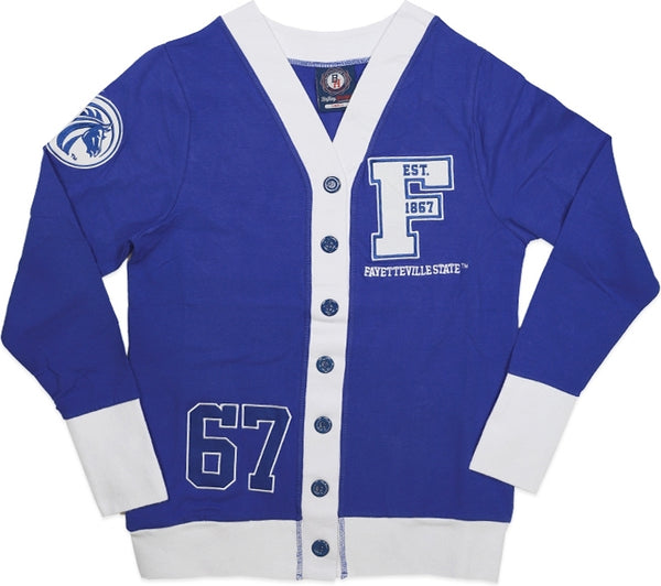 Big Boy Fayetteville State Broncos S5 Light Weight Ladies Cardigan [Royal Blue]