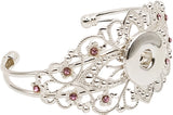 Filigree Bangle Bracelet With Single Receiver & Colored Stones [Pink]