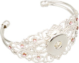 Filigree Bangle Bracelet With Single Receiver & Colored Stones [Pink]