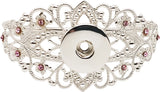 Filigree Bangle Bracelet With Single Receiver & Colored Stones [Pink]