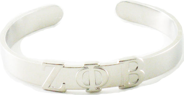 Zeta Phi Beta Embossed Letters Bangle Bracelet [Silver]