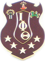 Iota Phi Theta Shield Die-Cut Car Badge [Brown]
