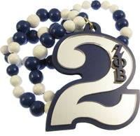 Zeta Phi Beta Wood Color Bead Tiki Line #2 Medallion [Blue/White]