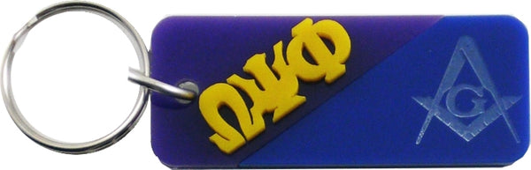 Omega Psi Phi + Mason Two Group Split Key Chain [Purple/Blue]