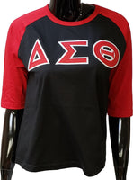 Buffalo Dallas Delta Sigma Theta Baseball T-Shirt [3/4 Sleeve - Black]