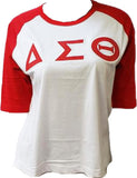 Buffalo Dallas Delta Sigma Theta Baseball T-Shirt [3/4 Sleeve - White]
