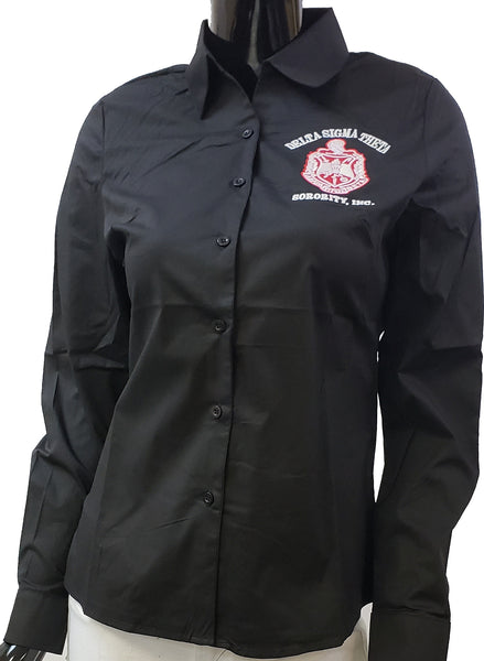 Buffalo Dallas Delta Sigma Theta Button Down Collar Shirt [Long Sleeve - Black]