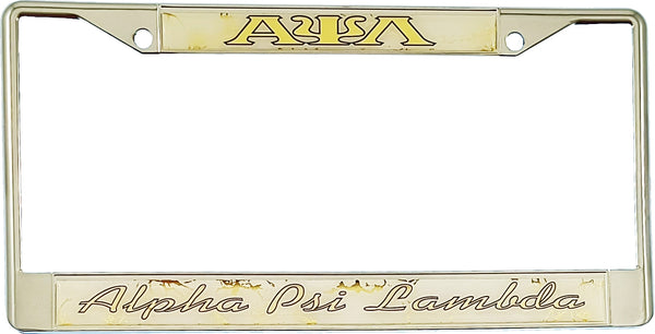 Alpha Psi Lambda Domed License Plate Frame [Silver]