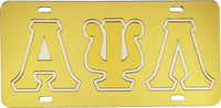 Alpha Psi Lambda Outlined Color Mirror License Plate [Gold/Gold/Silver]