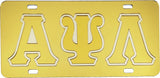 Alpha Psi Lambda Outlined Color Mirror License Plate [Gold/Gold/Silver]
