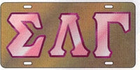 Sigma Lambda Gamma Outlined Color Mirror License Plate [Gold/Pink/Purple]