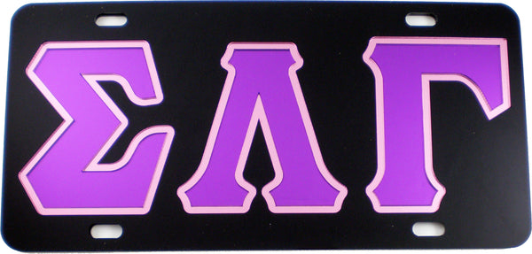 Sigma Lambda Gamma Outlined Color Mirror License Plate [Black/Purple/Pink]