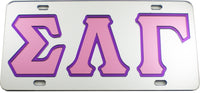 Sigma Lambda Gamma Outlined Color Mirror License Plate [Silver/Pink/Purple]