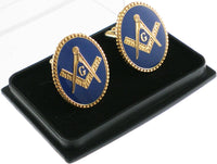 Mason Blue House Symbol Oval Cufflinks [Gold]