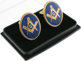 Mason Blue House Symbol Oval Cufflinks [Gold]