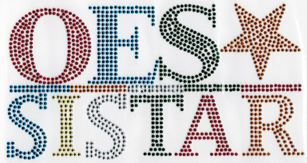 Eastern Star Sistar Chapter Style Rhinestud Heat Transfer [Multi-Colored]