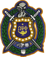 Omega Psi Phi Shield Chenille Iron-On Patch [Multi-Colored]
